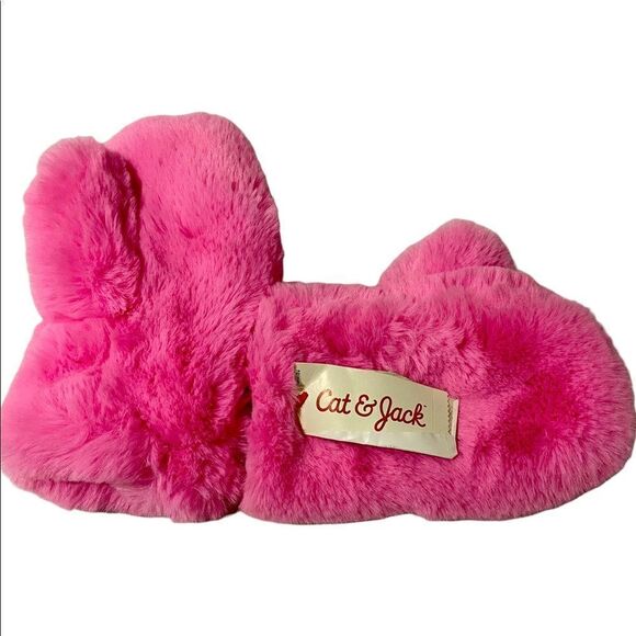 Cat & Jack Girls’ Faux Fur Mittens- Pink - Picture 1 of 3